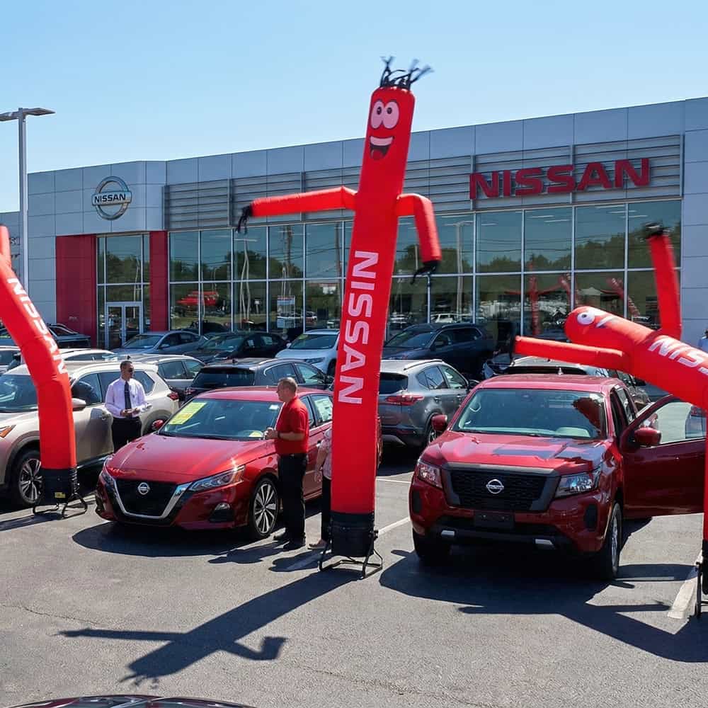 Inflatable air dancer at Nissan car dealership