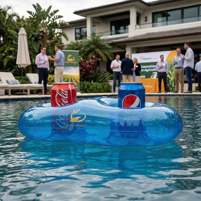 Inflatable pool drink holder with cans