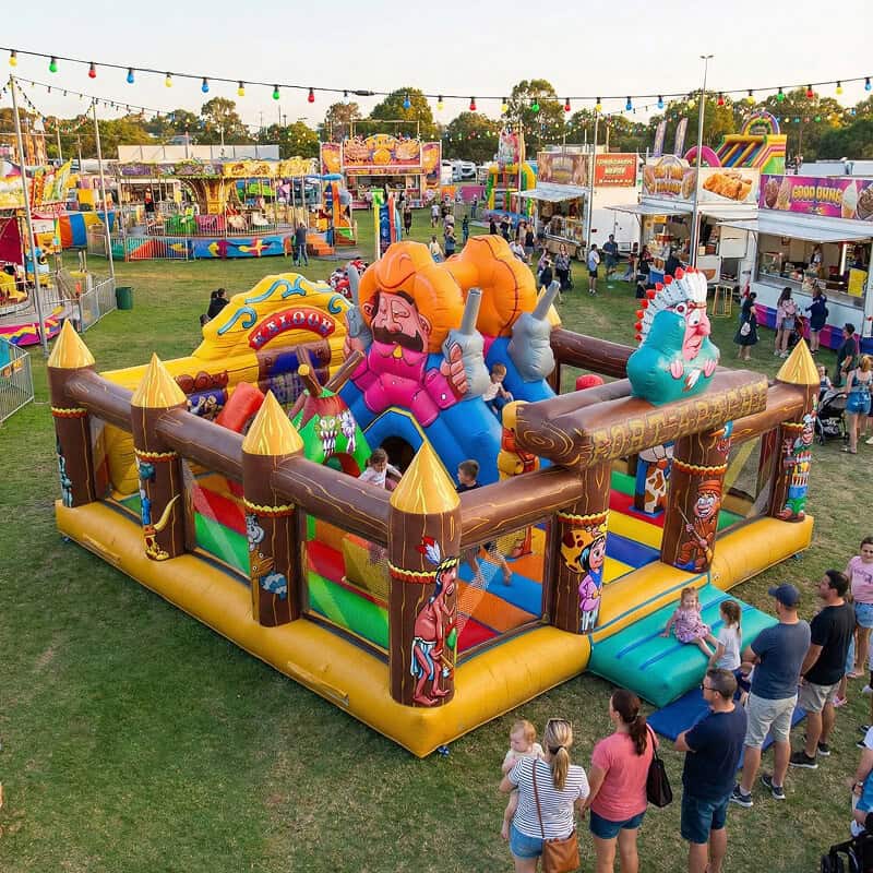 Kids playing in wild west jumping castle