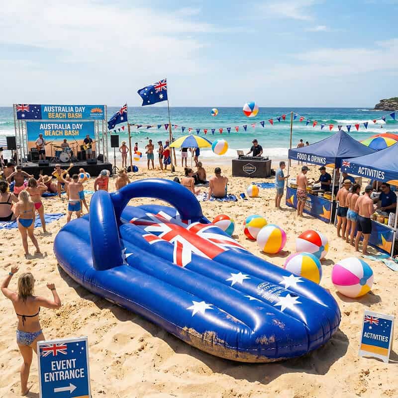Australia thong shaped inflatable at beach
